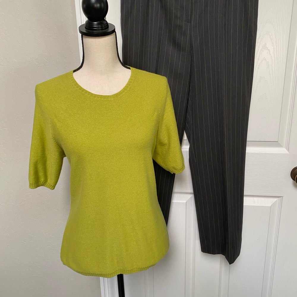 Carlisle chartreuse short sleeve knit sweater